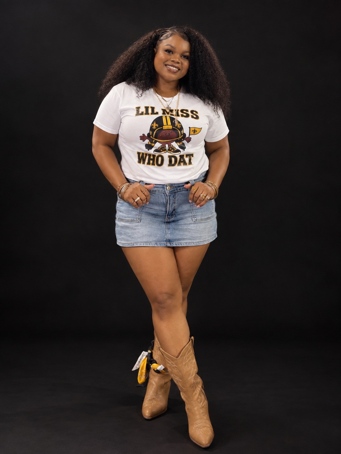 Lil Miss Who Dat Sneakers & Diva Heels Crop Top (White)